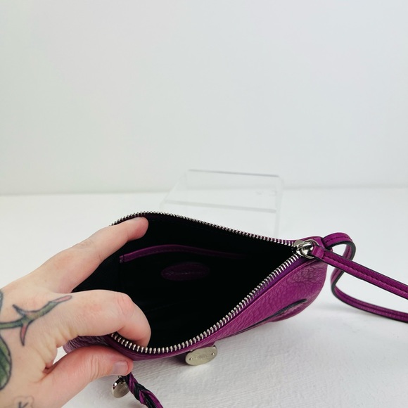 Mulberry Somerset Pochette Purple Grained Leather Small Wristlet Shoulder Bag - Picture 11 of 16